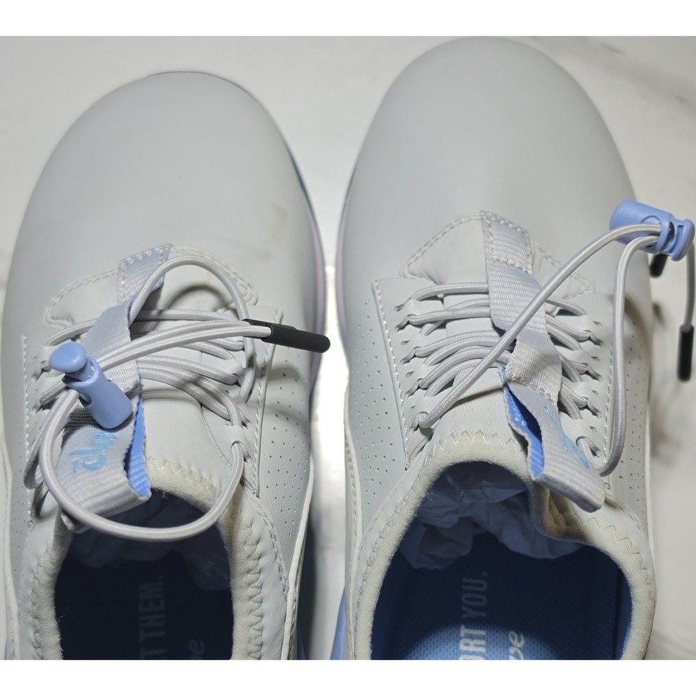 Clove White/Blue Solid Low Top Lace Up Women's Athletic Sneakers Logo